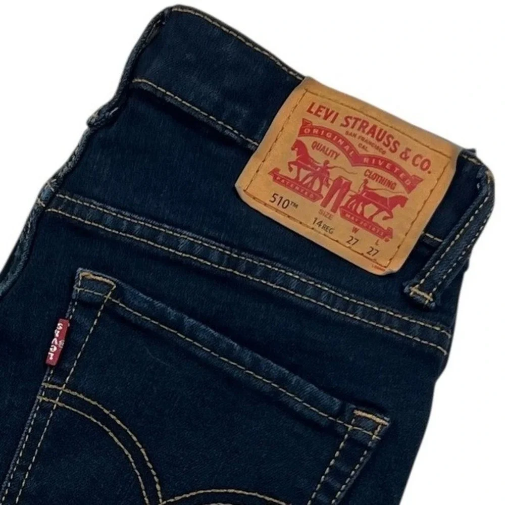 Levi Strauss & Co 510‎ Skinny Dark Wash Denim Jeans Boy's Size 14 Reg W27 L27
